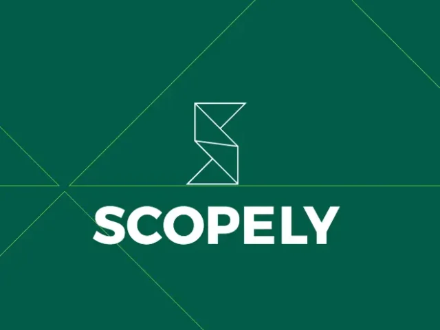 Scopely logo with a geometric "S" design above the company name in bold white text on a green background with thin green lines.